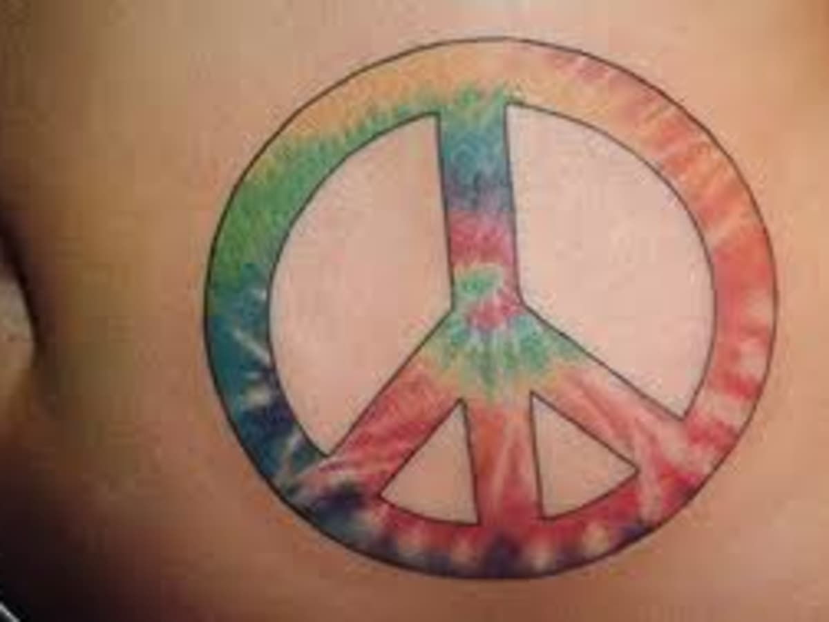 White and gold peace signs temporary tattoos