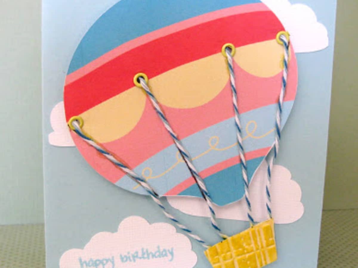 Handmade Colourful Hot Air Balloon 3D Pop Up Greeting Card Birthday Party Card 