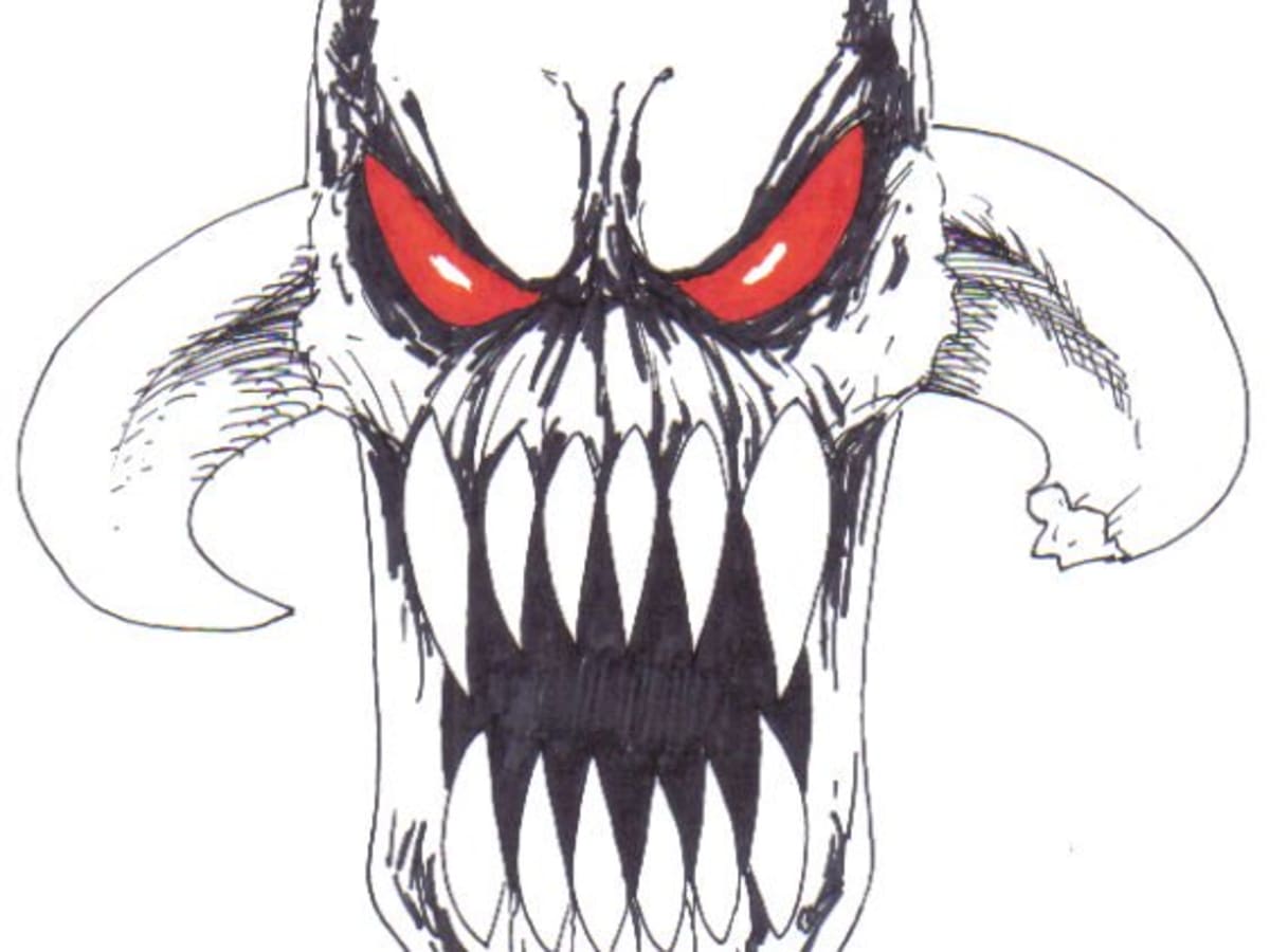 scary demon face drawings