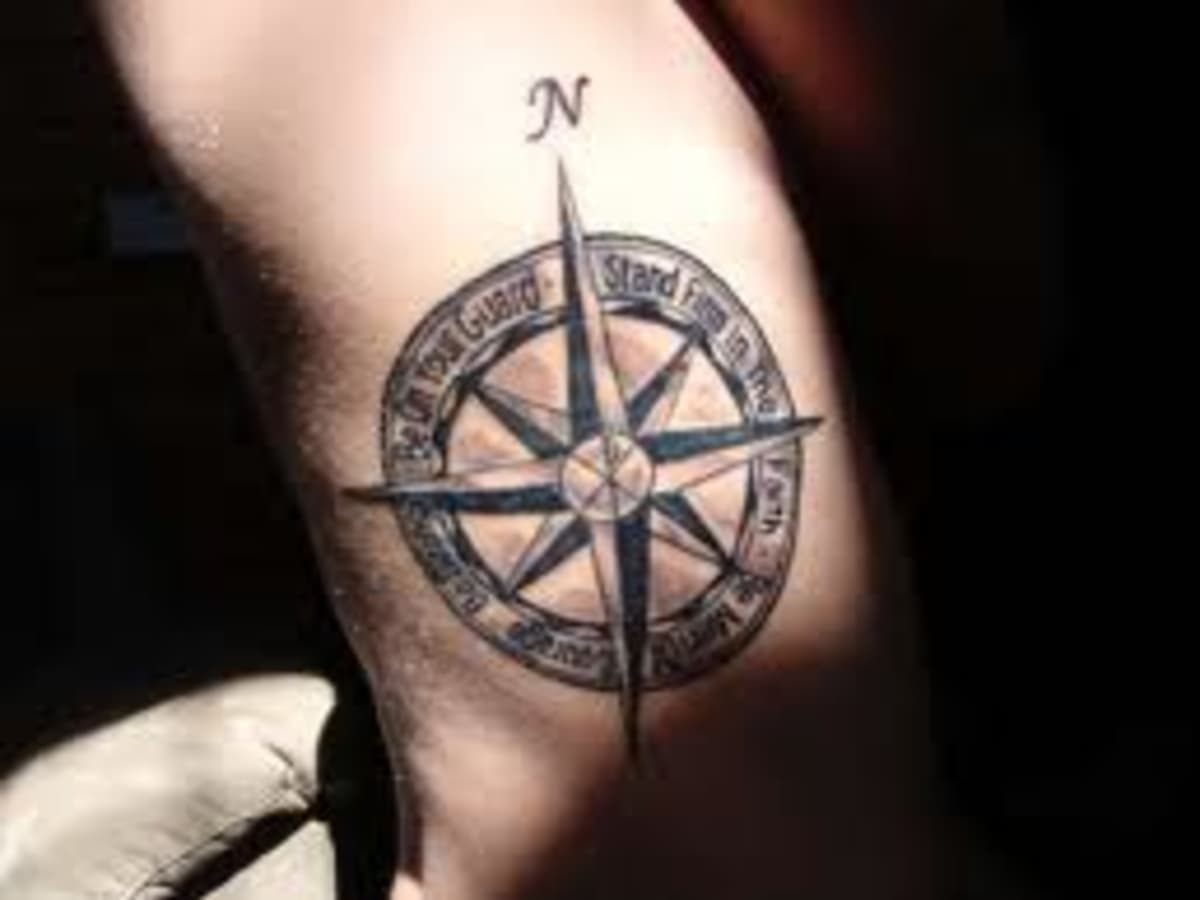 Minimalist north star tattoo on the inner forearm.
