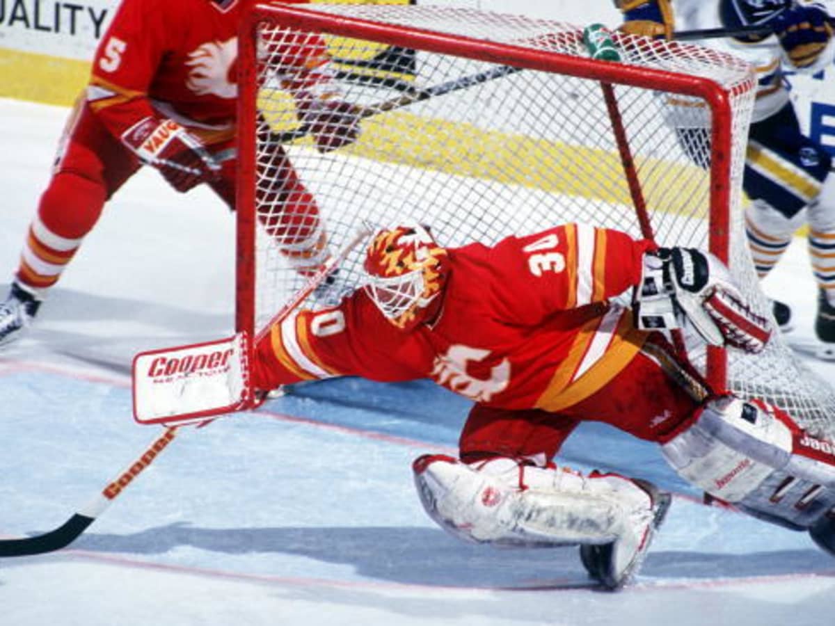 1985-86 Mike Vernon Game Worn Calgary Flames Preseason Jersey