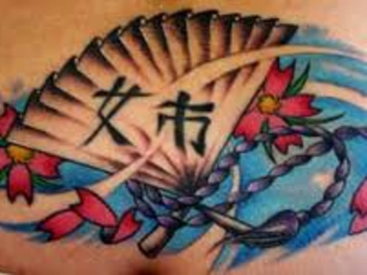 asian fan with lotus by Onini Kanabo TattooNOW