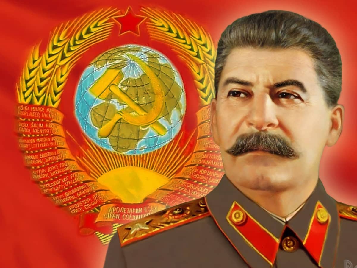 joseph stalin and the soviet union flag