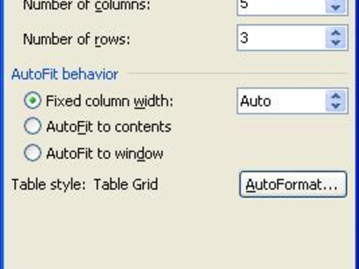 Using The Table Menu In Microsoft Office Word 03 Hubpages