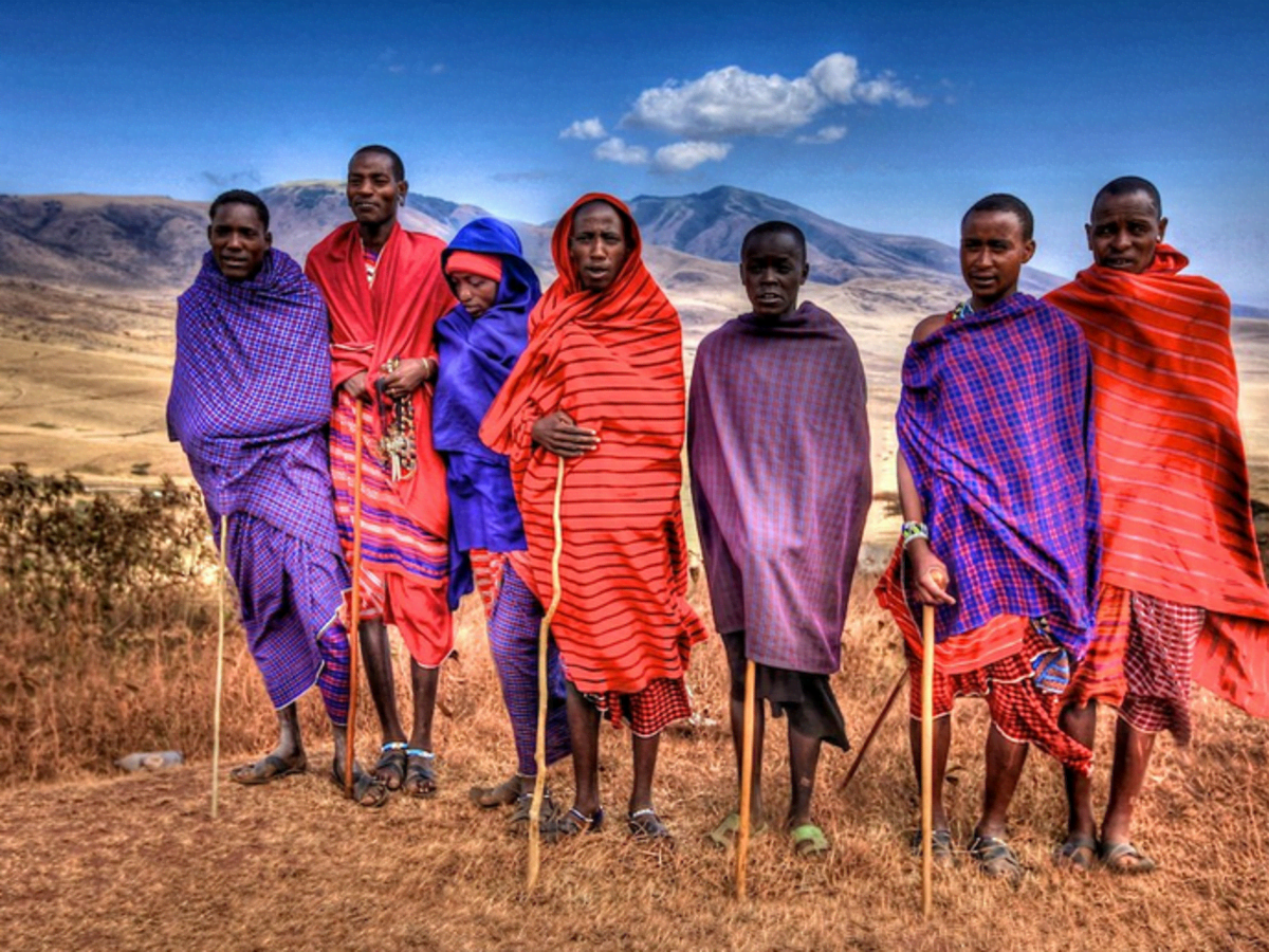 Traditional East African Fabrics - Maasai Tribe, Kenya Stock Photo