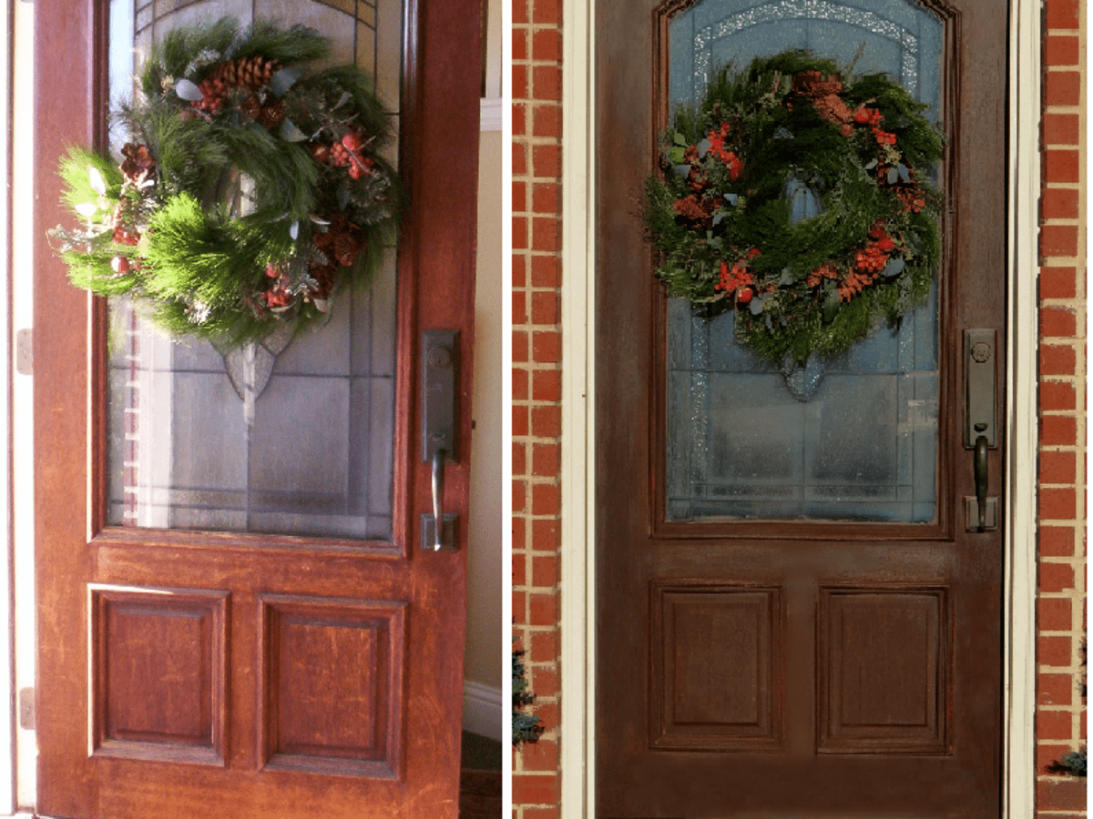 Staining shop front door