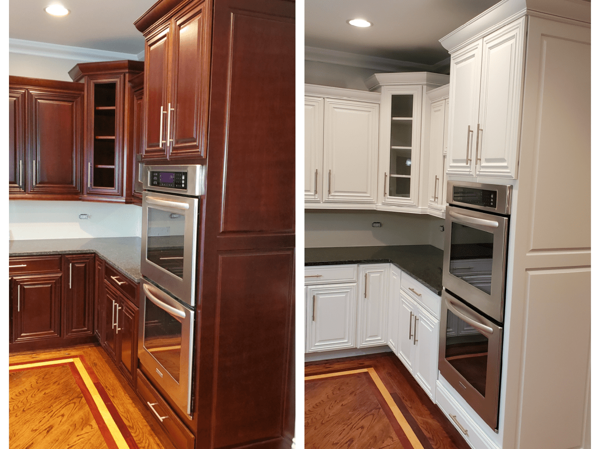 Painting dark cabinets deals white