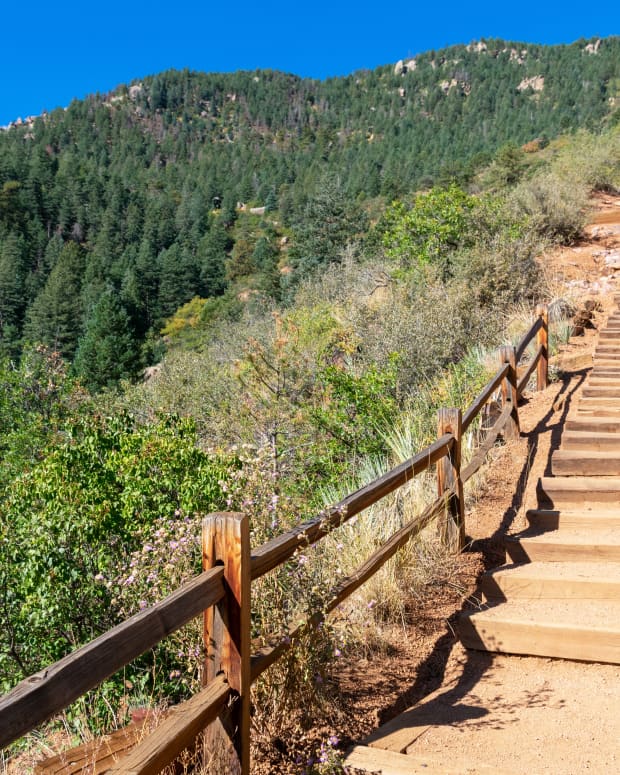 The Manitou Incline trail in Manitou Springs, CO