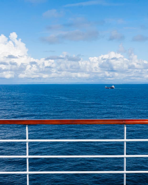 View of the ocean from a cruise ship balcony