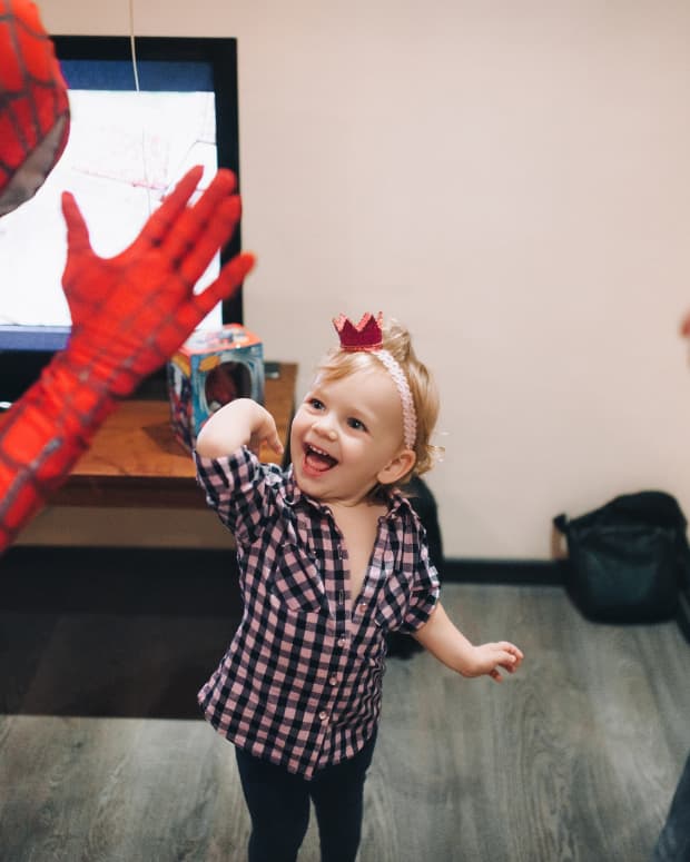 little girl with spiderman