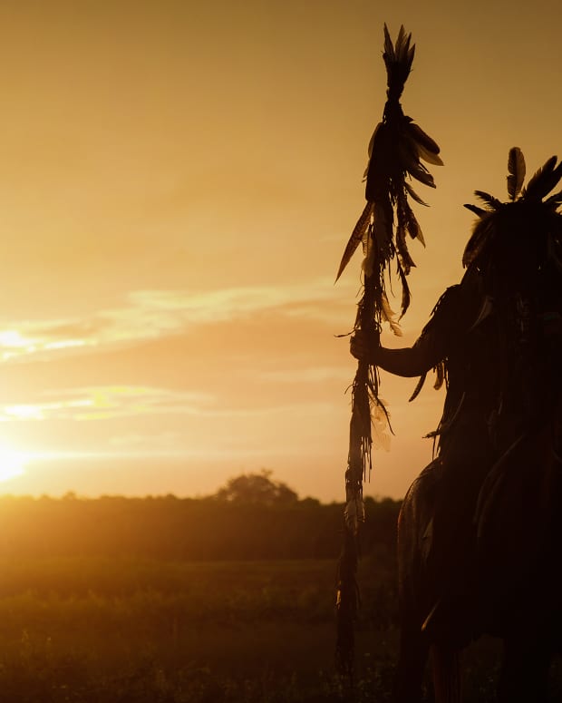 silhouette of native american man
