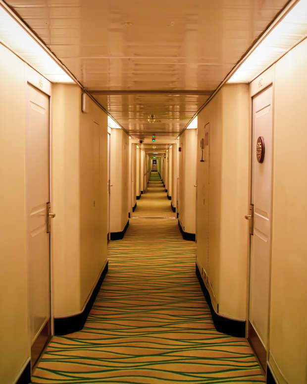 Cruise ship cabin corridor