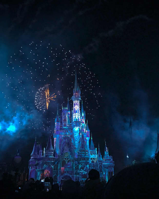 Nighttime fireworks show at the Cinderella Castle in Walt Disney World