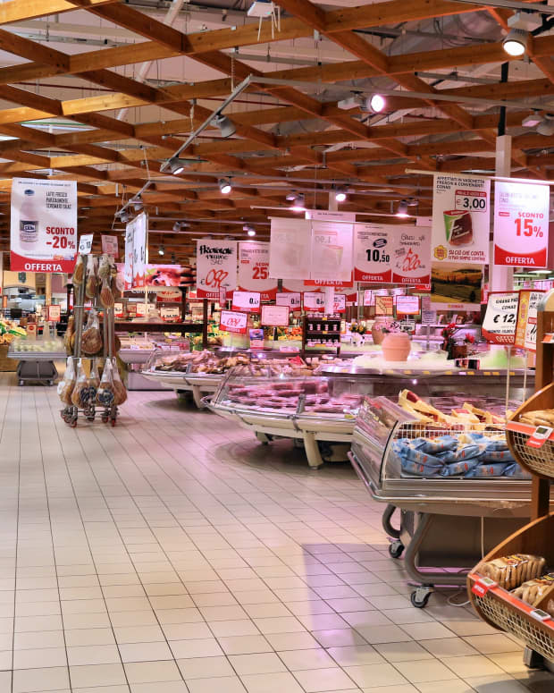 Interior of a supermarket in Apulia, Italy