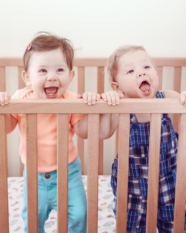 twin babies in crib