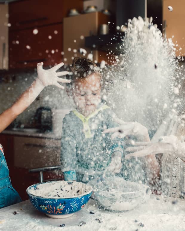 kids playing in flour
