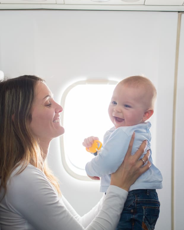 mom and baby on airplane