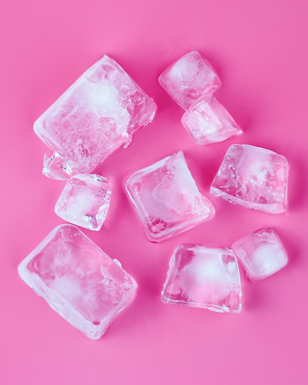 ice cubes on a pink background