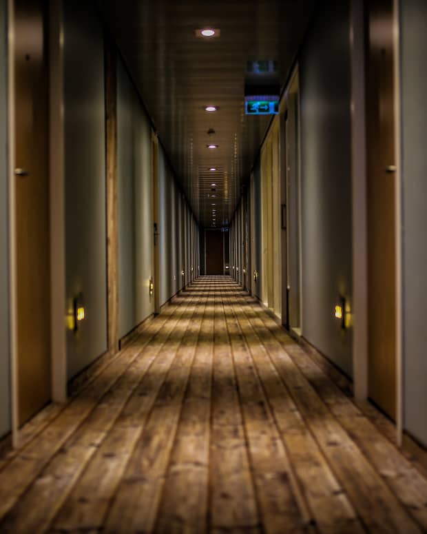 creepy hotel hallway