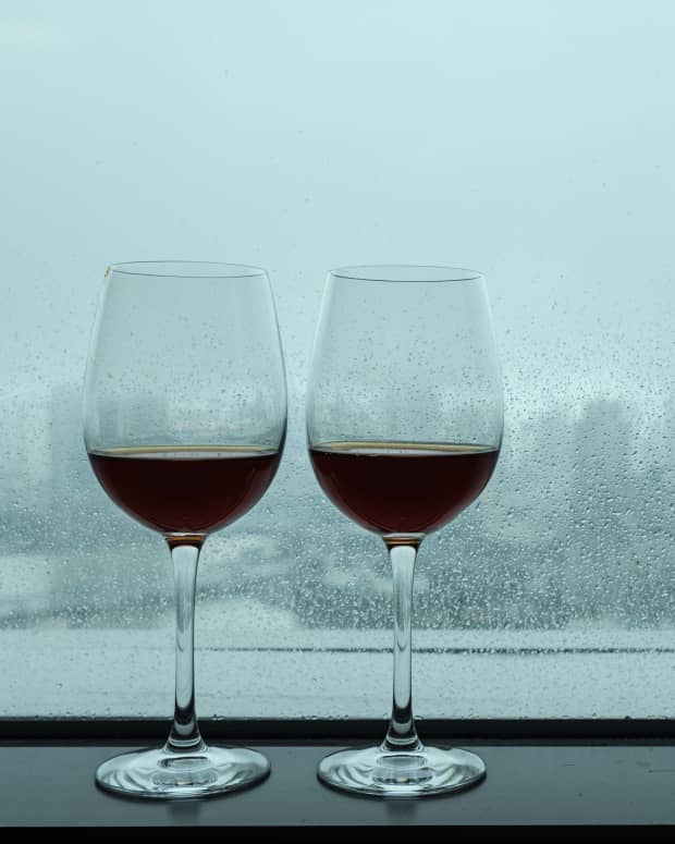 red wine on a rainy day