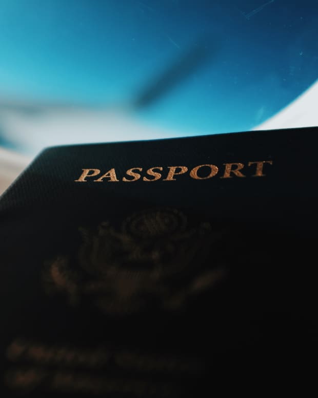 passport on an airplane