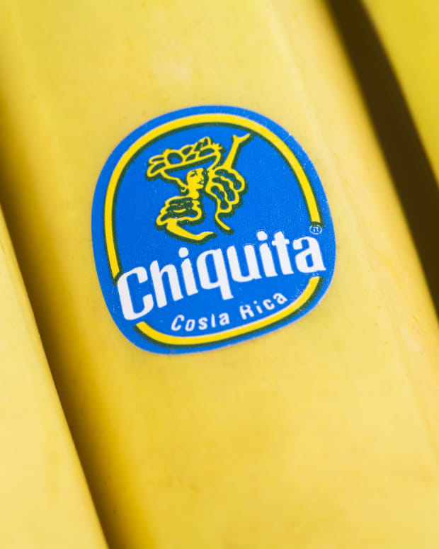 banana with a produce sticker