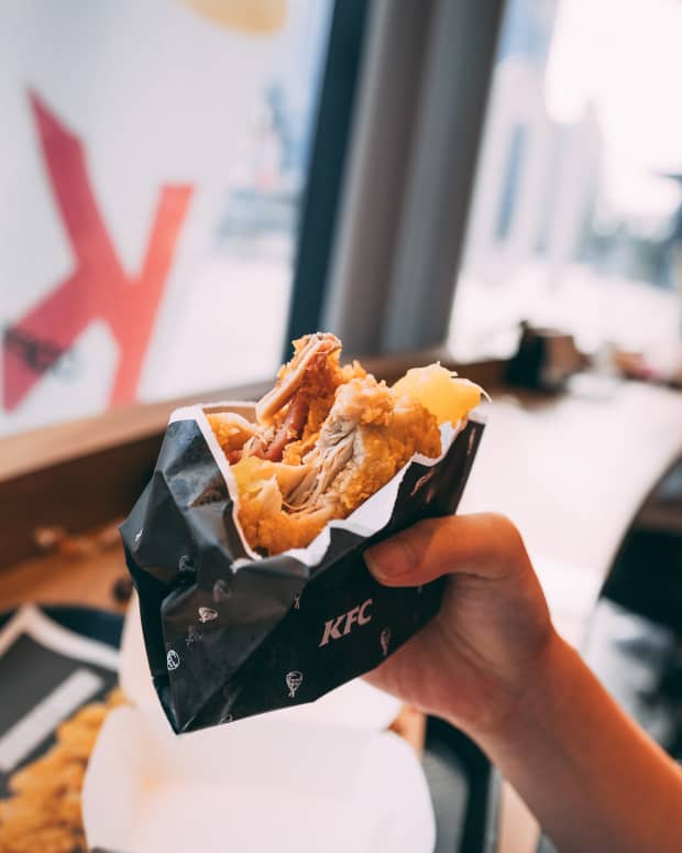 A KFC Chicken Sandwich Held Up