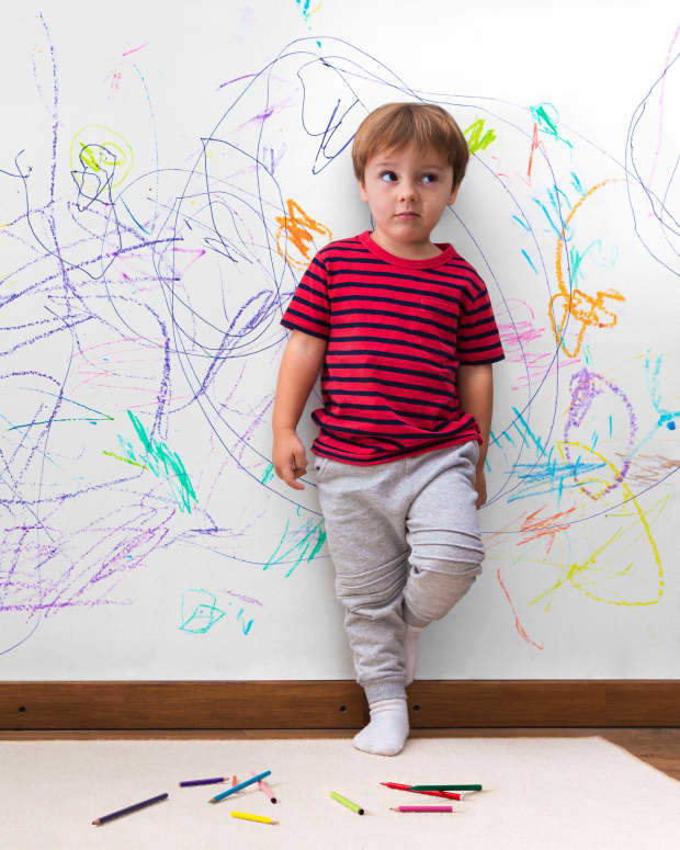 toddler drawing on the wall