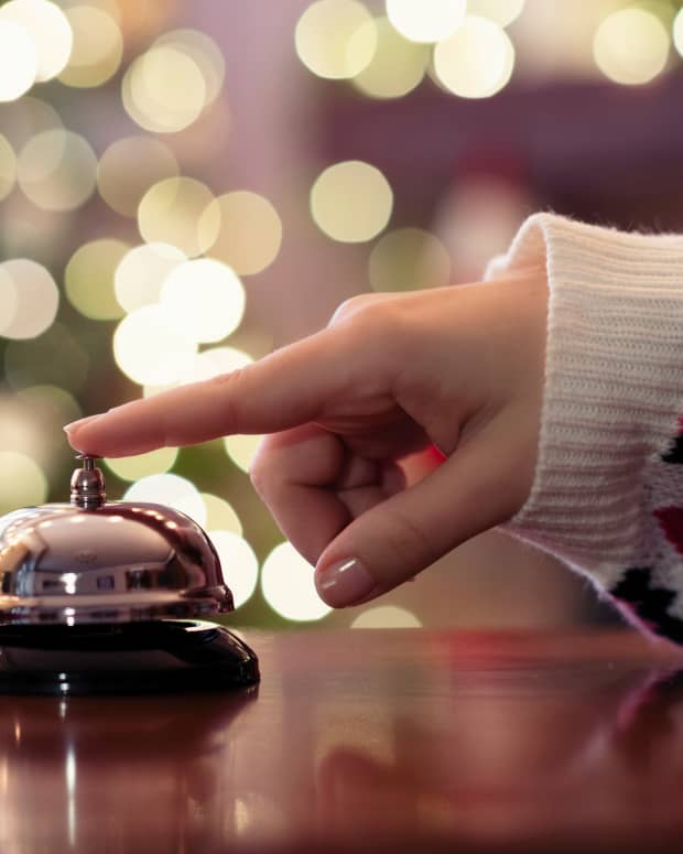 front desk bell at hotel for Christmas