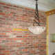 Newly finished brick wall - mortar is still drying.