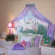 Wallpaper murals are used in this princess themed bedroom.