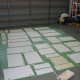 My paint studio: the garage floor.