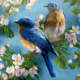 Close-up of bird print fabric.