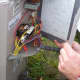 Condenser access panel. There is no power here now since you've removed the disconnect and shut off the thermostat.