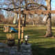 Left side of wooden arbor.