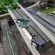 Length of decking cut in half to use as facing for the LED light channel.