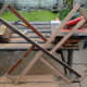 Sail frames made from salvaged teak.