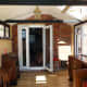 Interior of conservatory completed: Solid oak floor laid, and pained and decorated.