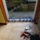 As a finishing touch uPVC trim fixed to bottom of doorframe.