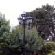 Lamppost on our decking matching style of new lamp outside kitchen door.