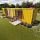 40-foot shipping container home front view.