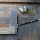 Marking out the ends with a tape measure, square and pencil, for making the tenon joint.