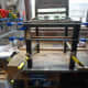 Chair legs glued and clamped.