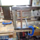Final test fit of the tenon and mortise joint.