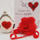 Needle felted heart on wet felted coin purse.