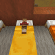 A baby villager sleeps in a bed at night, just like adult villagers.
