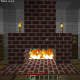 This simple fireplace is surrounded by non-flammable brick blocks