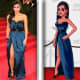 Kim Kardashian wears an extravagant blue gown on the red carpet