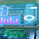 Cid's computer display (right side of cockpit). The various layers of this complex screen are echoed on the heads-up displays of the glass canopy of the cockpit.