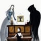 Artist Giada Rose's illustration of Lucy at the piano with two restless spirits beside her